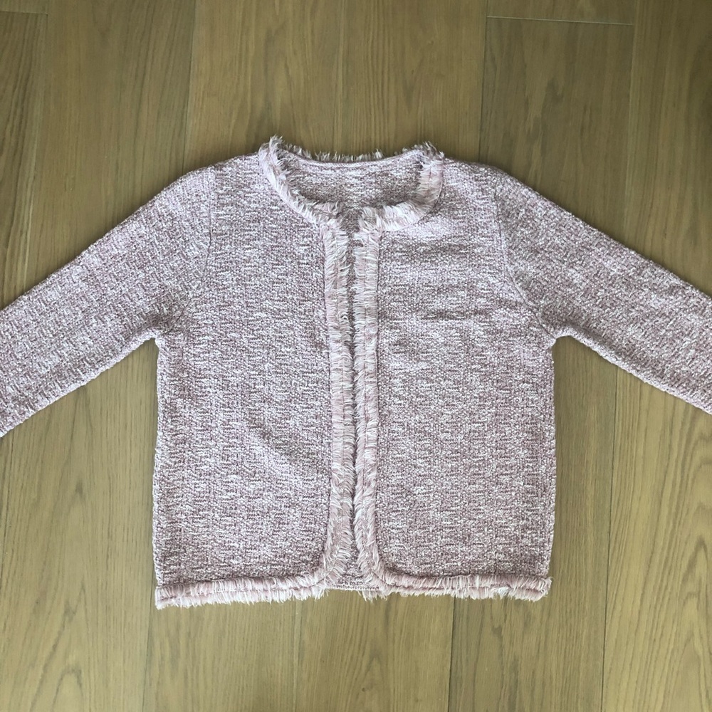 NEW Pink tweed cardigan jacket size medium classy chic Parisian French